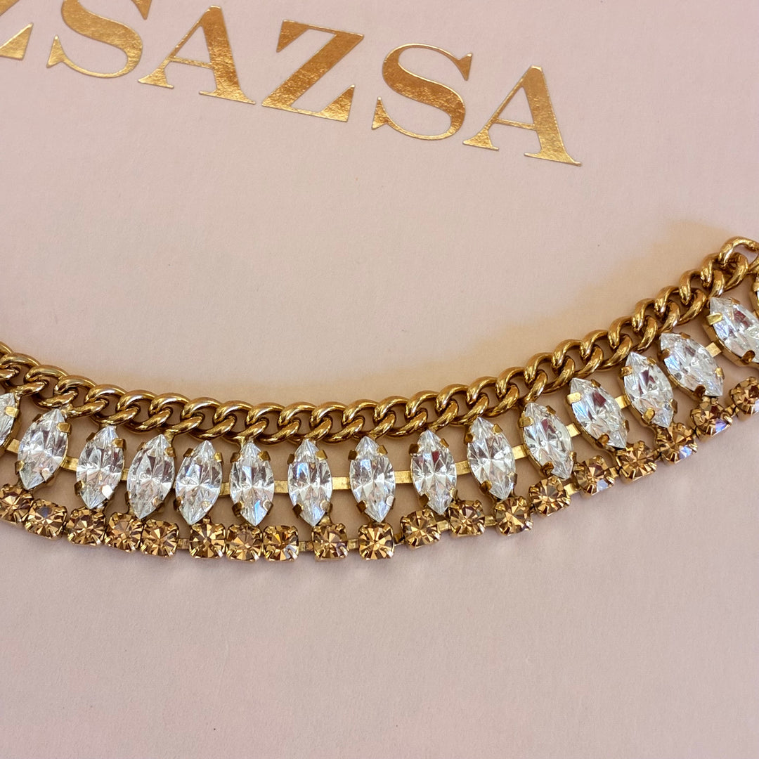 Bronze marquise Swarovski crystals set