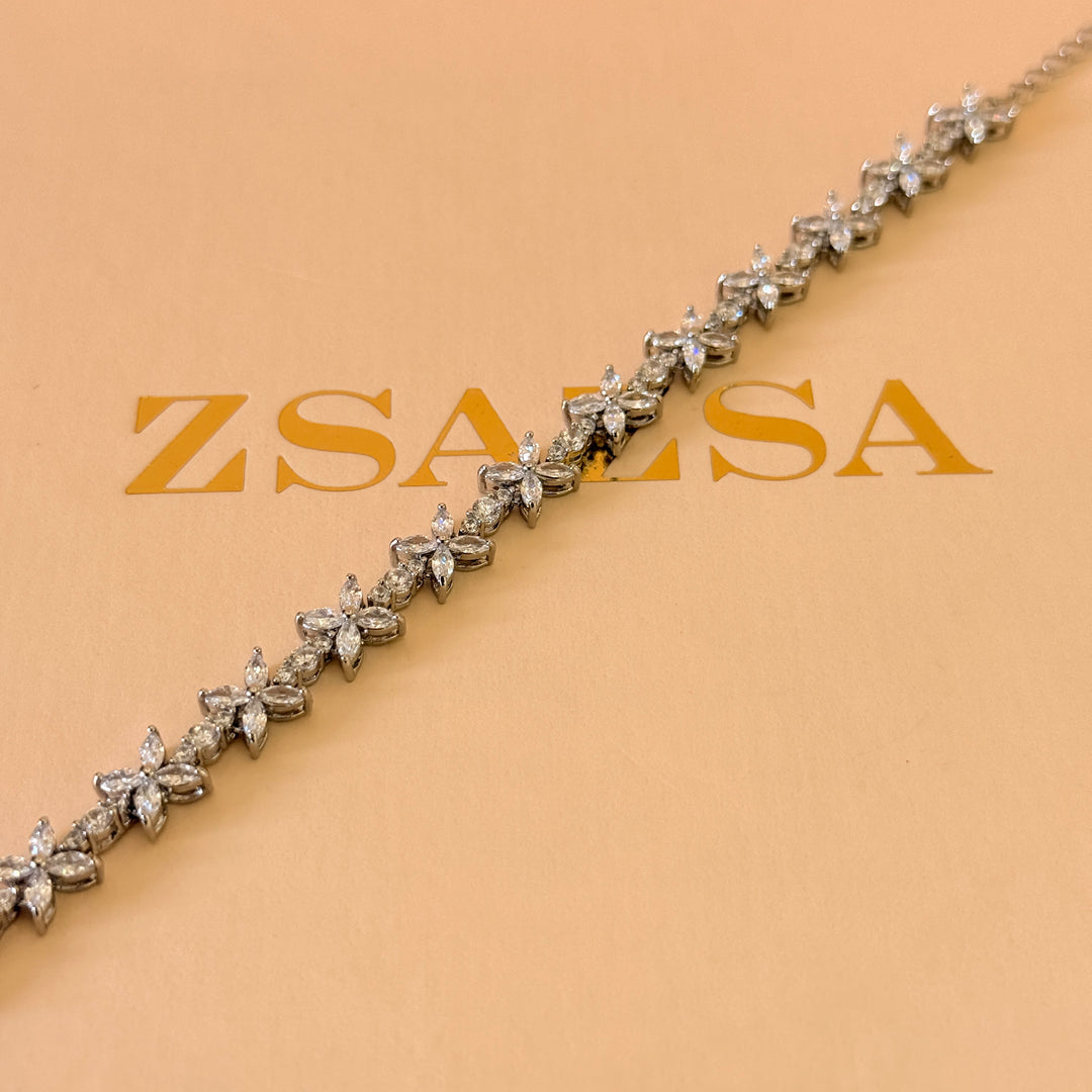 Dainty flowers zircone silver bracelet