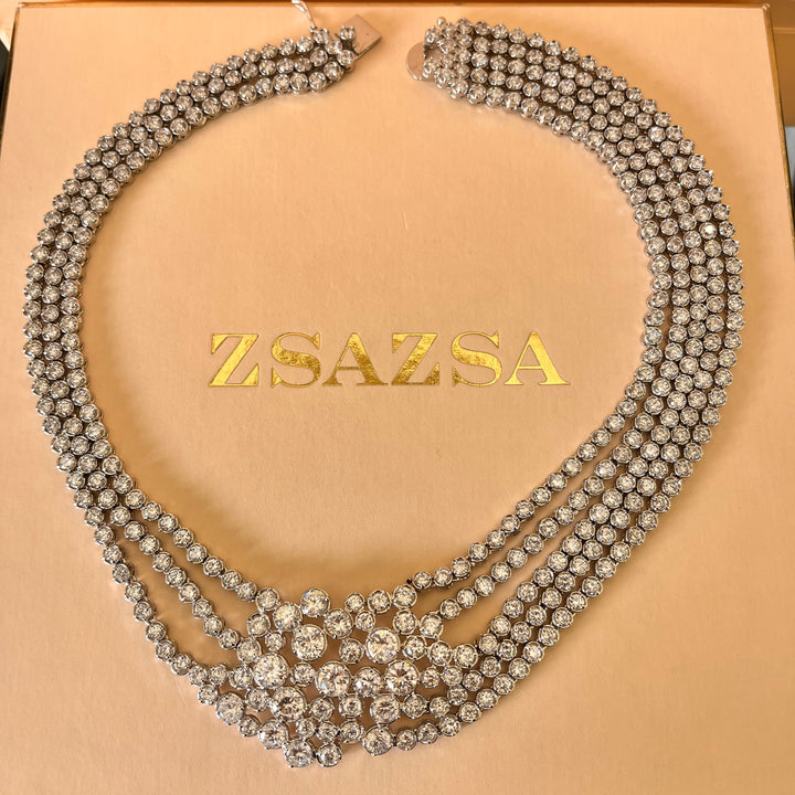 Statement white gold plated set