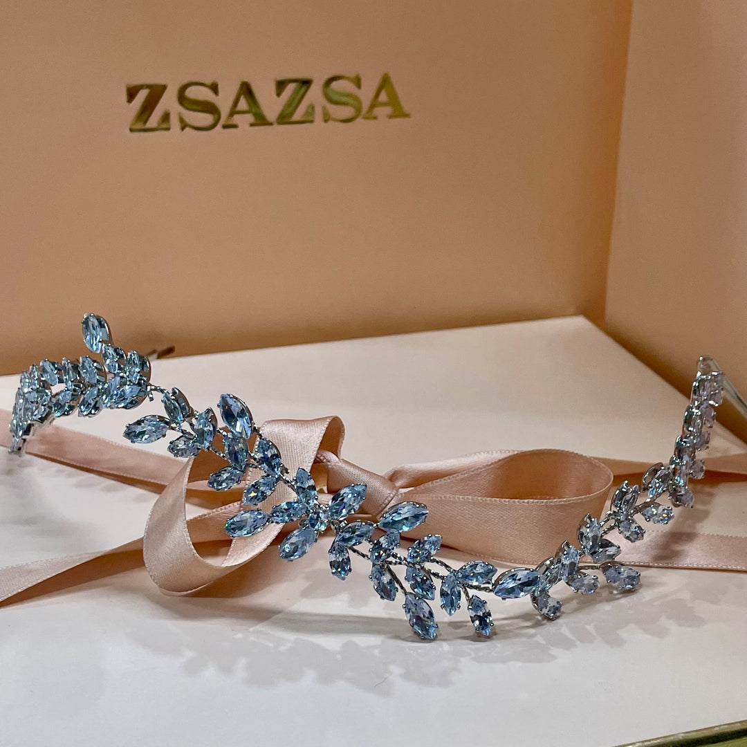 Full leaf flexible cubic zircone headband