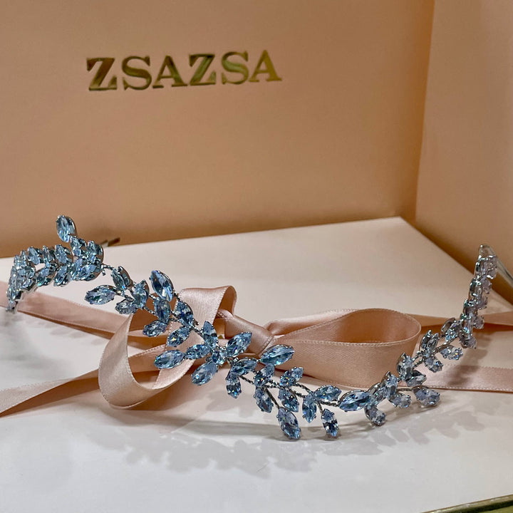 Full leaf flexible cubic zircone headband