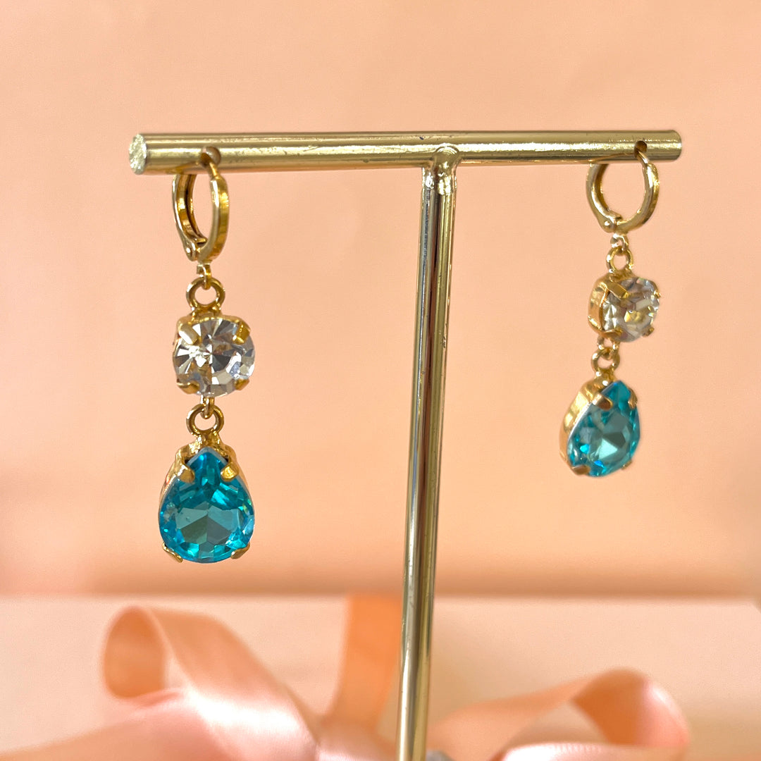 Turquoise Swarovski crystals hooks