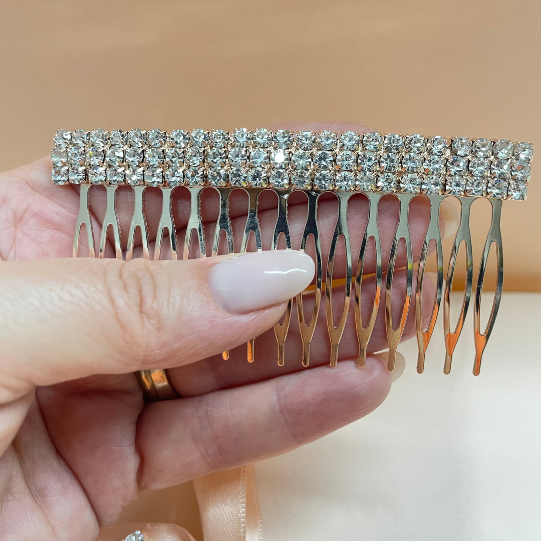 3 row simple comb in silver or rose gold & gold