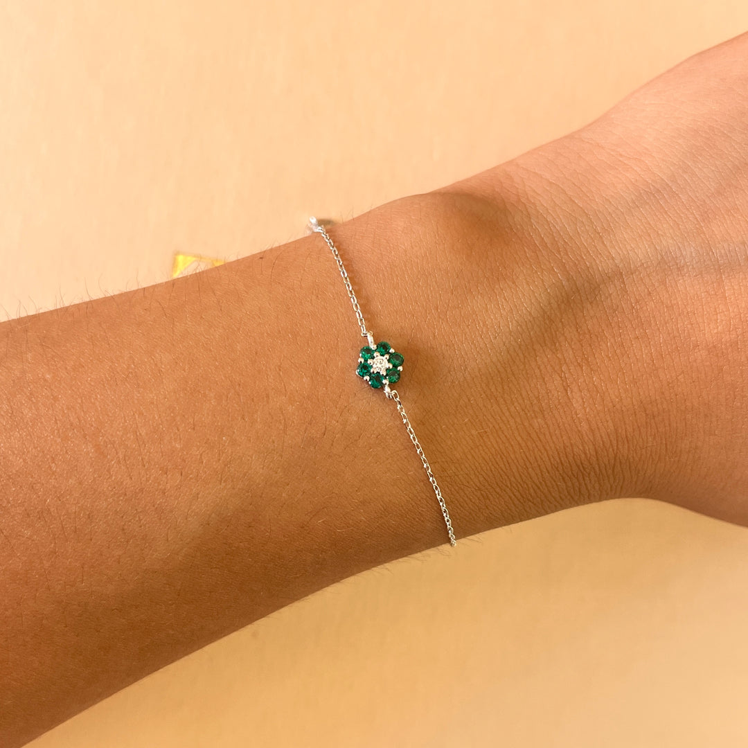Dark green flower zircone bracelet