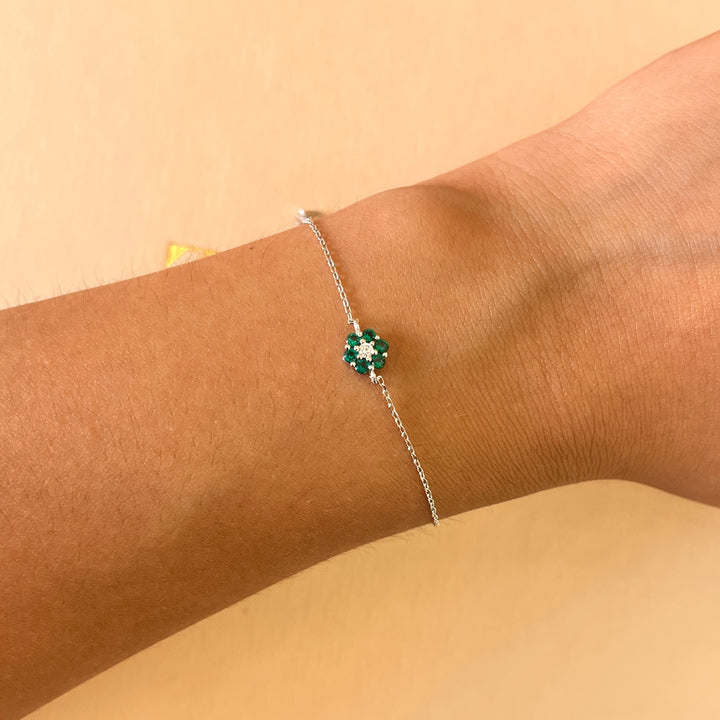 Dark green flower zircone bracelet