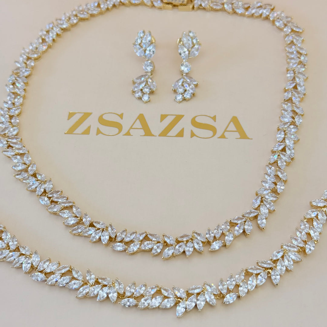 Marquise zircone gold plated set