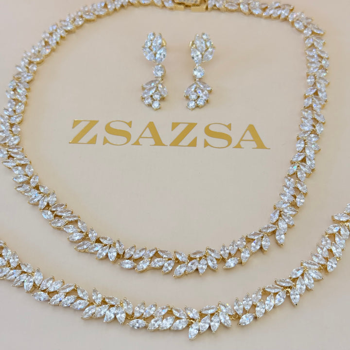 Marquise zircone gold plated set