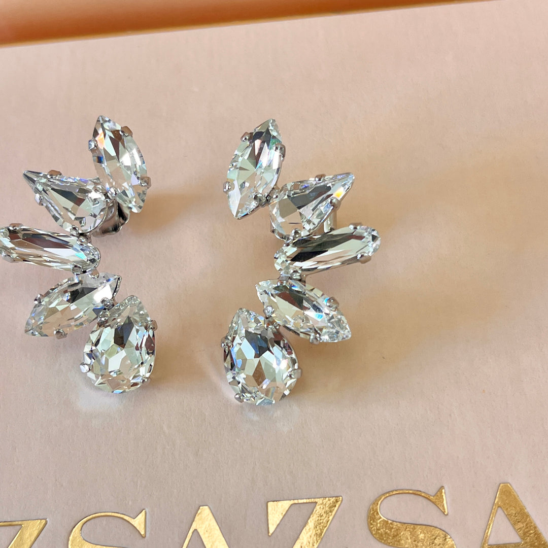 Swarovski crystals mix of shapes white gold plated studs