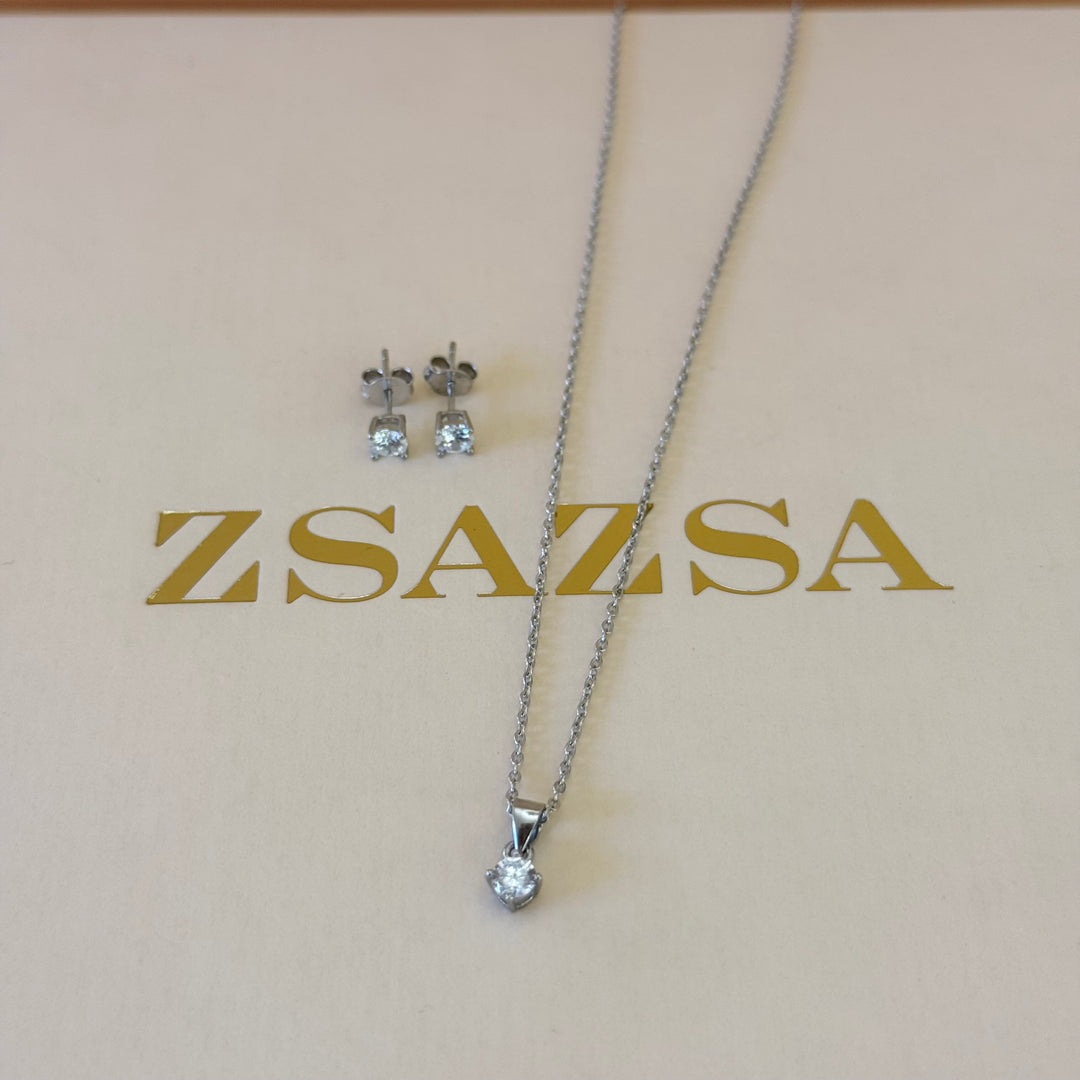 Solitaire zircone sterling silver set