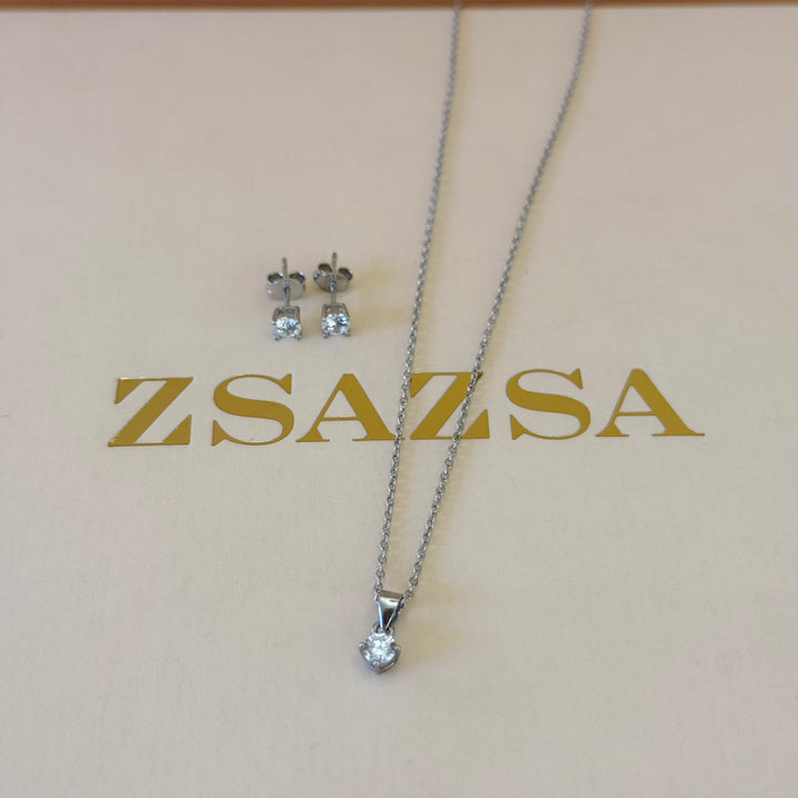 Solitaire zircone sterling silver set