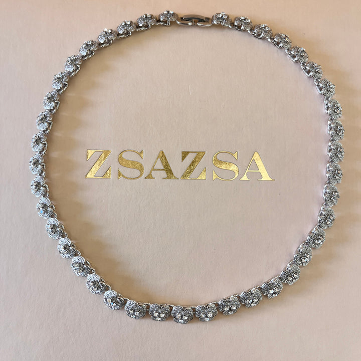 Swarovski crystals roses white gold plated set