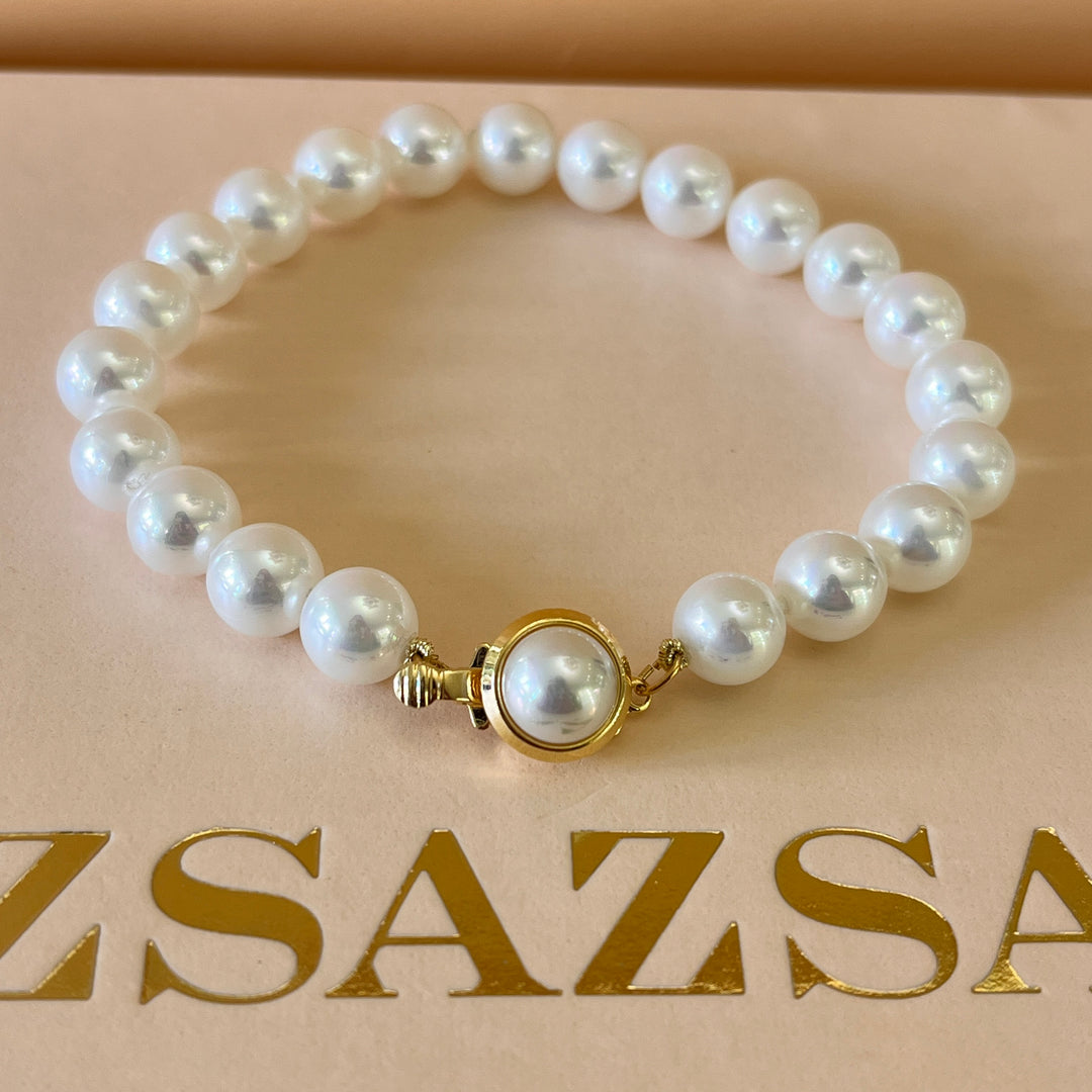 White Mallorca pearls gold plated bracelet