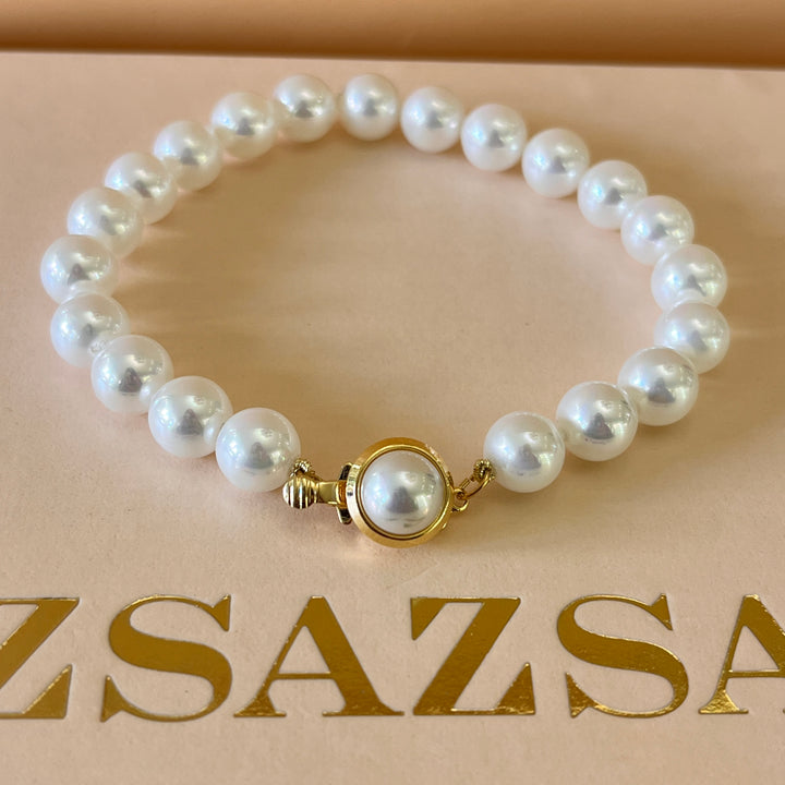 White Mallorca pearls gold plated bracelet