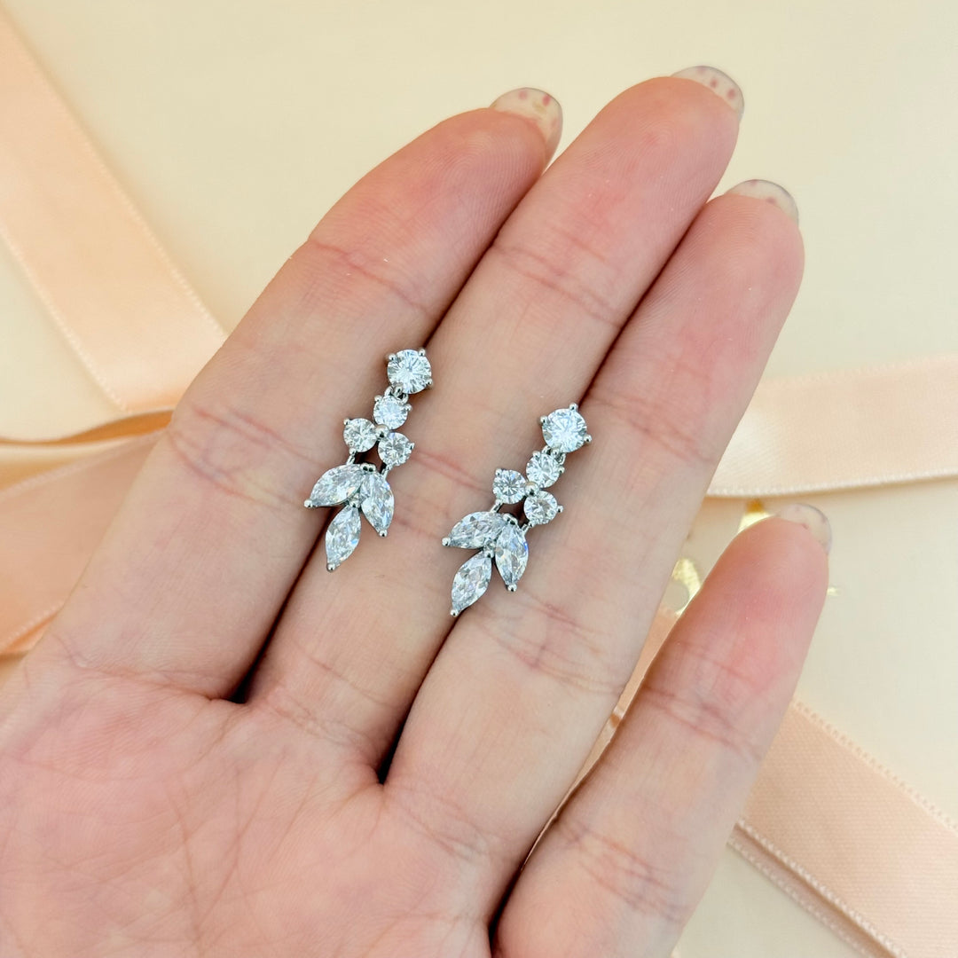 Marquise zircone silver earrings and bracelet