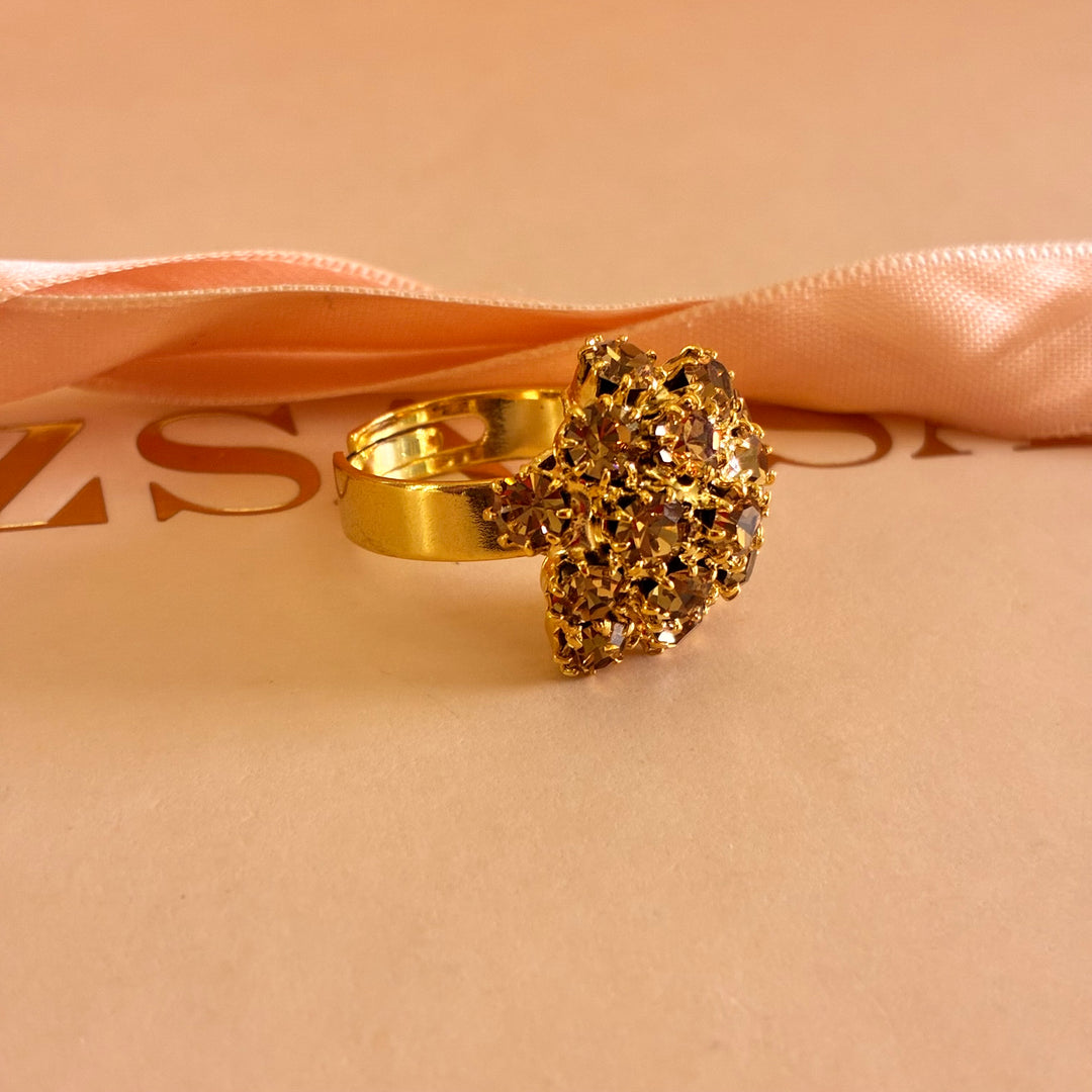 Flower bronze Swarovski crystals set
