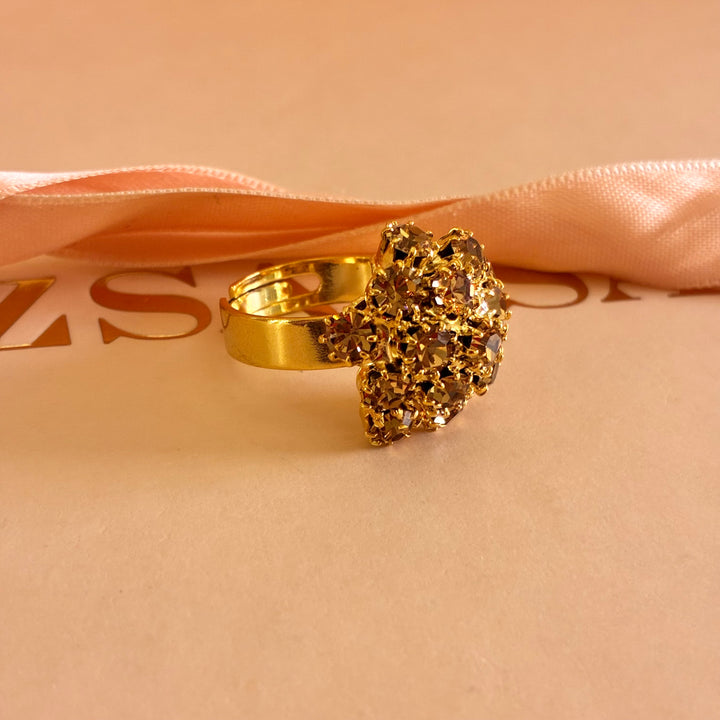 Flower bronze Swarovski crystals set