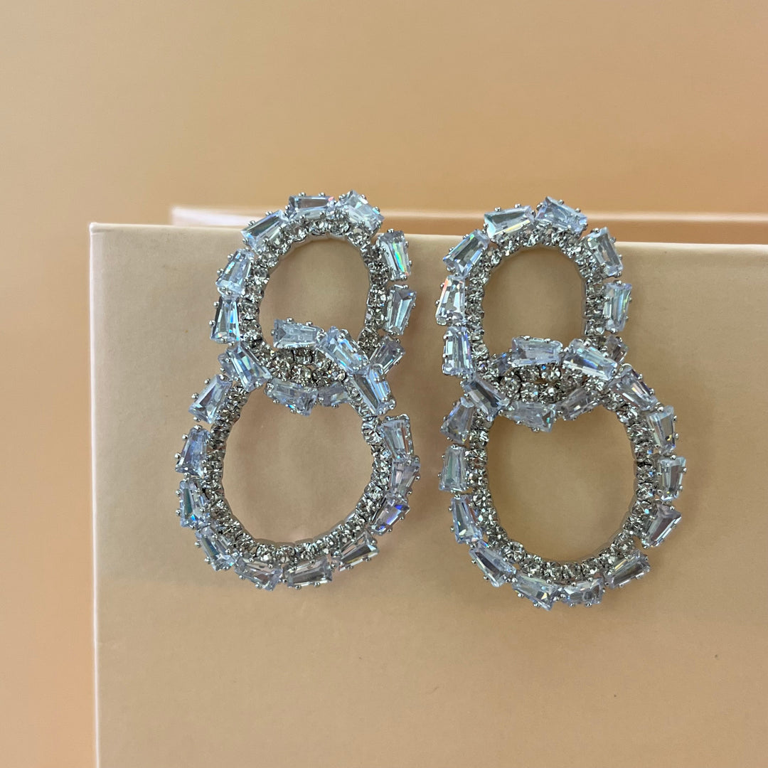 Silver zircone baguette earrings