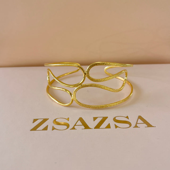 Twisted gold handmade bangle and ring