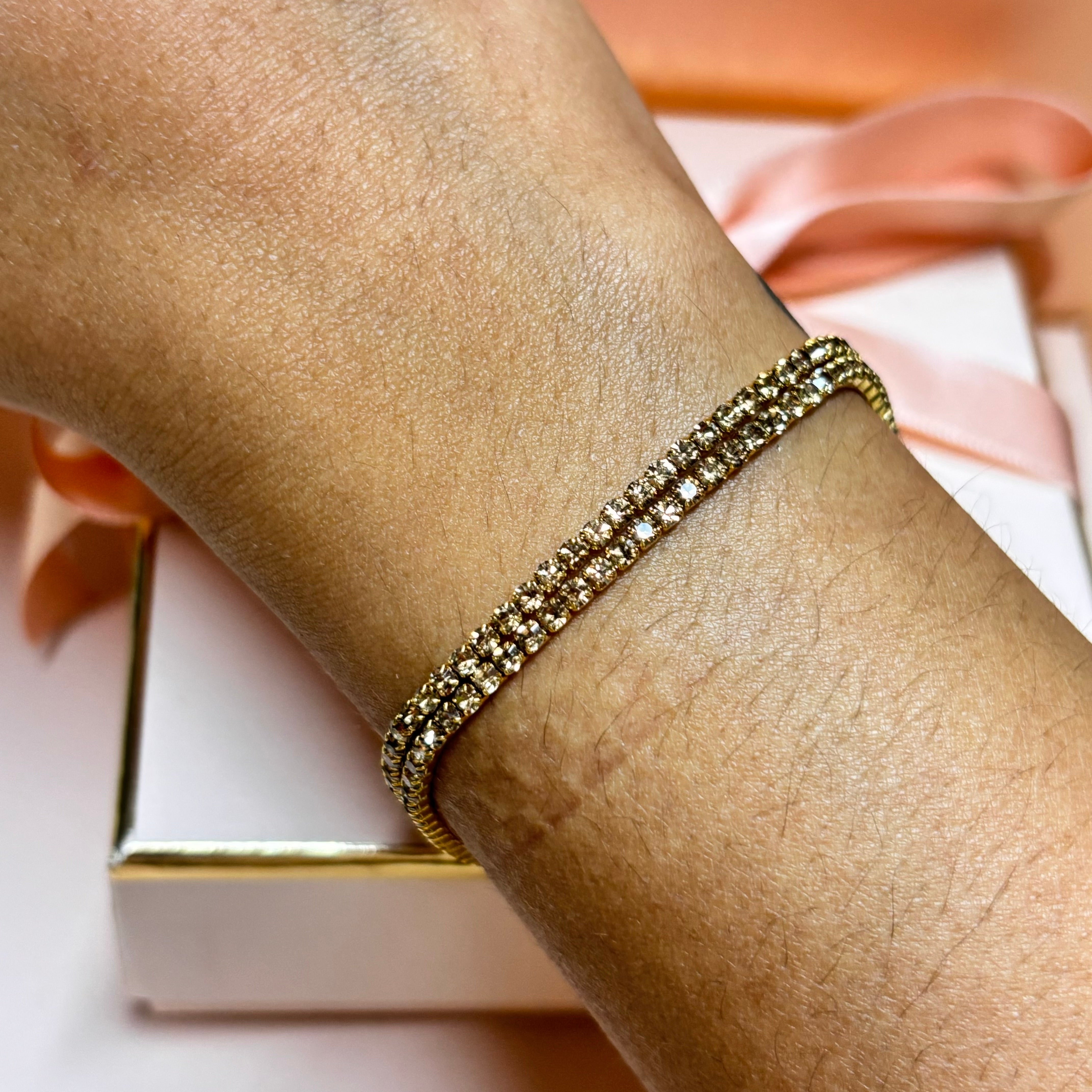 Dainty 2 rows bronze bracelet