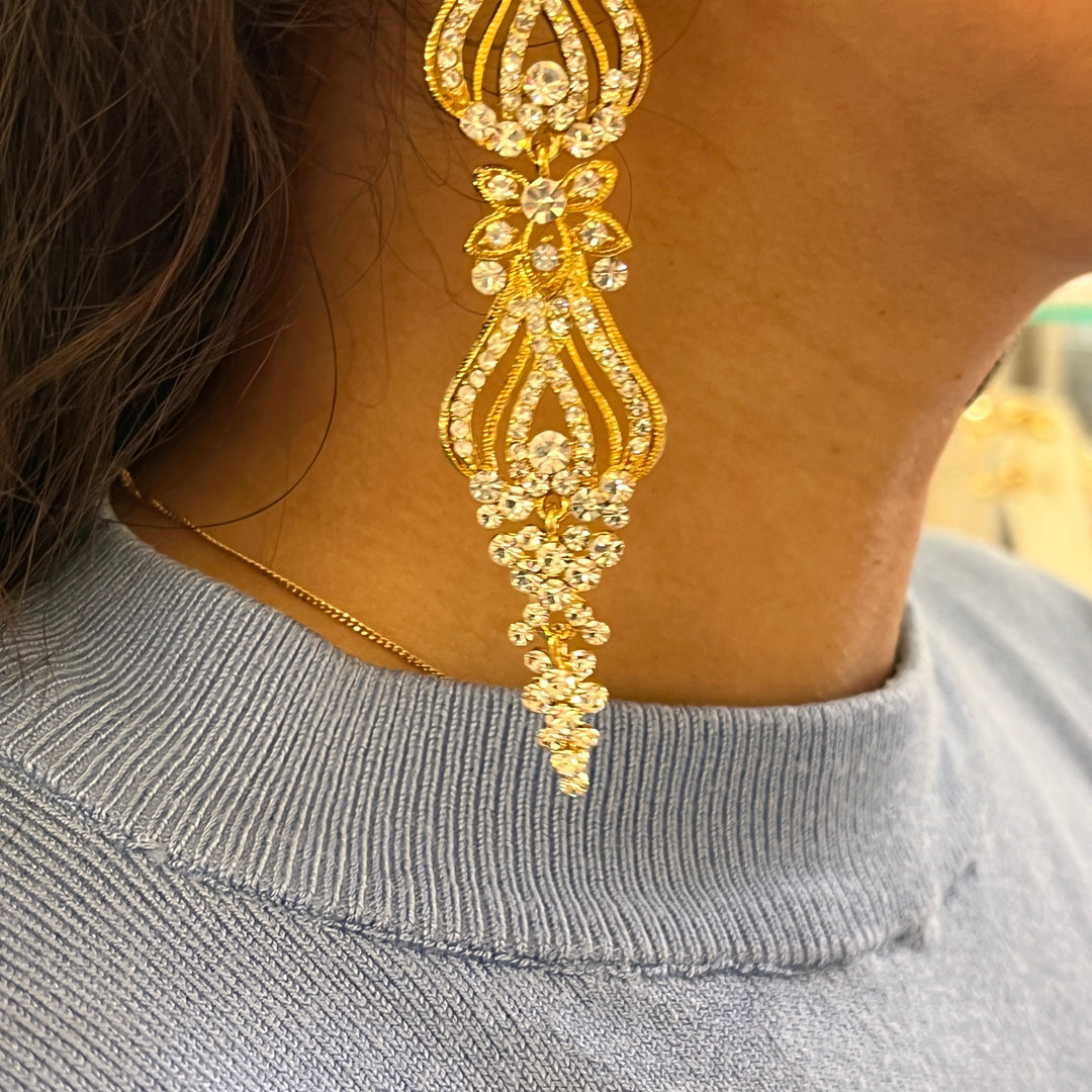 Swarovski crystals gold plated long earrings