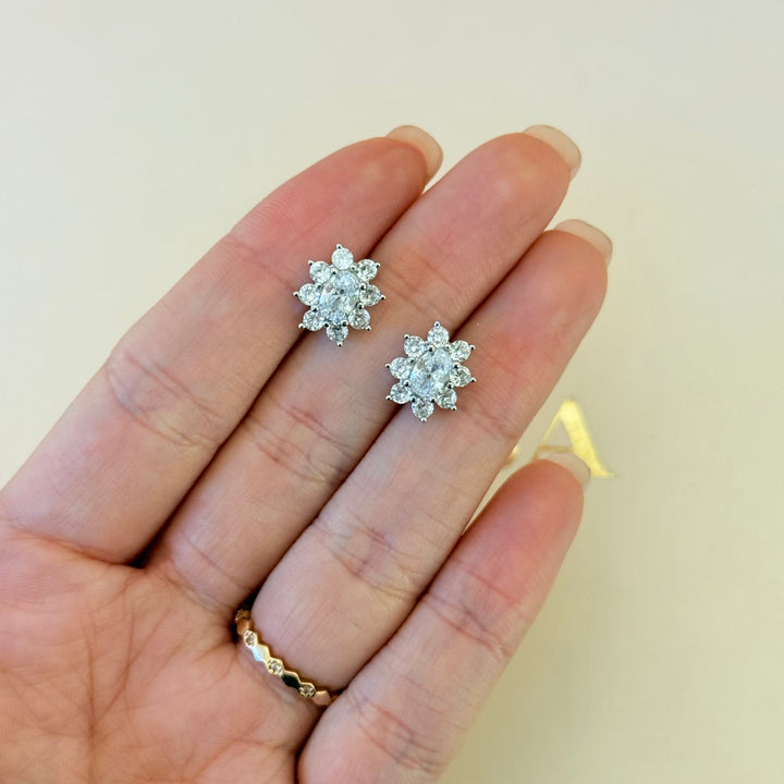 Flower zircone sterling silver set