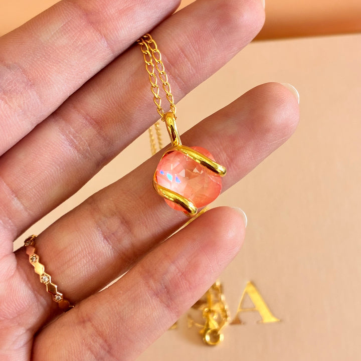 Murano Peach pendant gold plated set