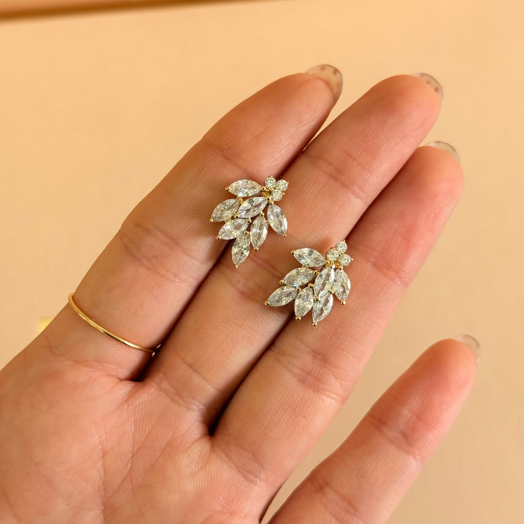 Marquise zircone gold plated earrings