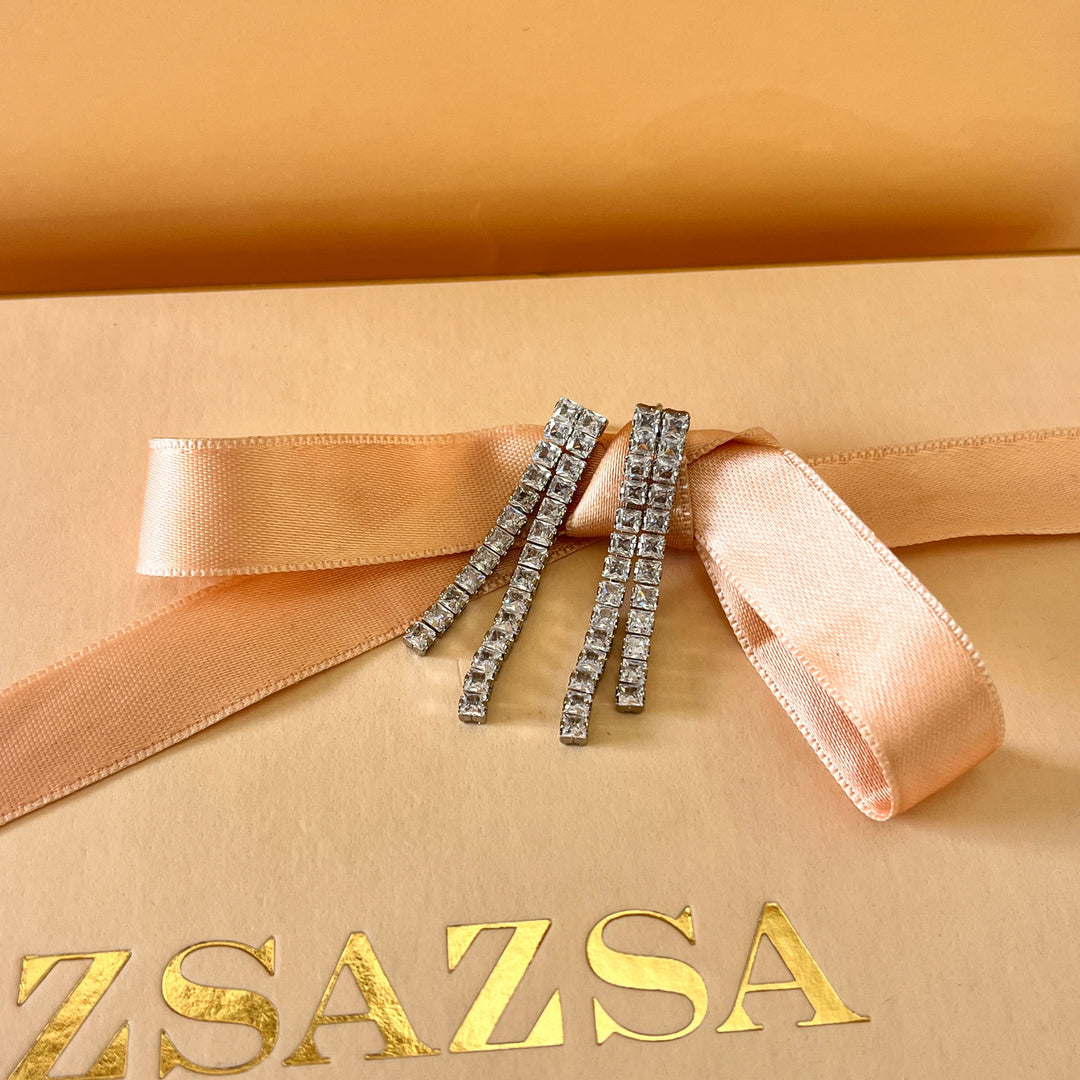 Double square tennis zircone white gold plated set