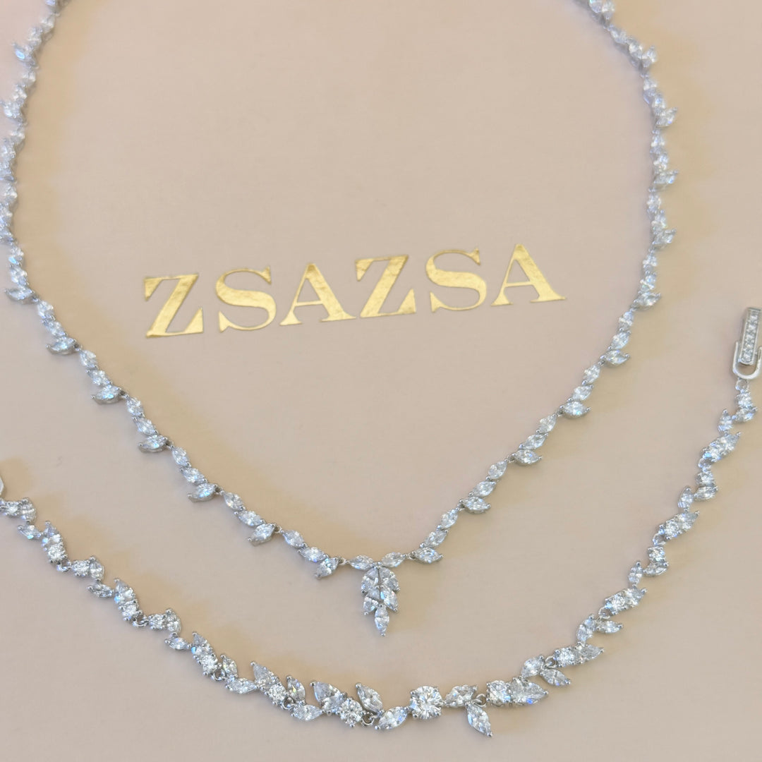 Marquise zircone silver set