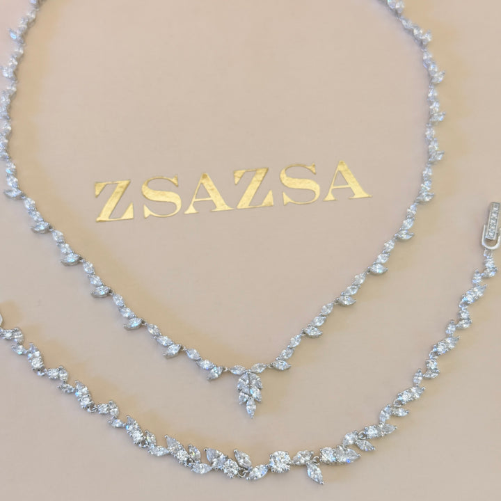 Marquise zircone silver set