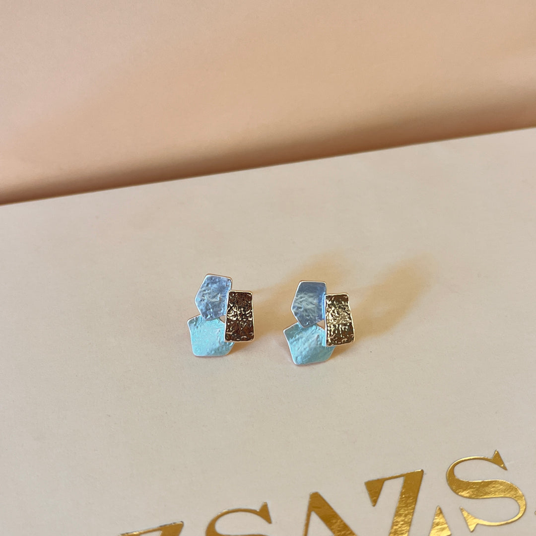 Enamel light blue and light turquoise studs earrings