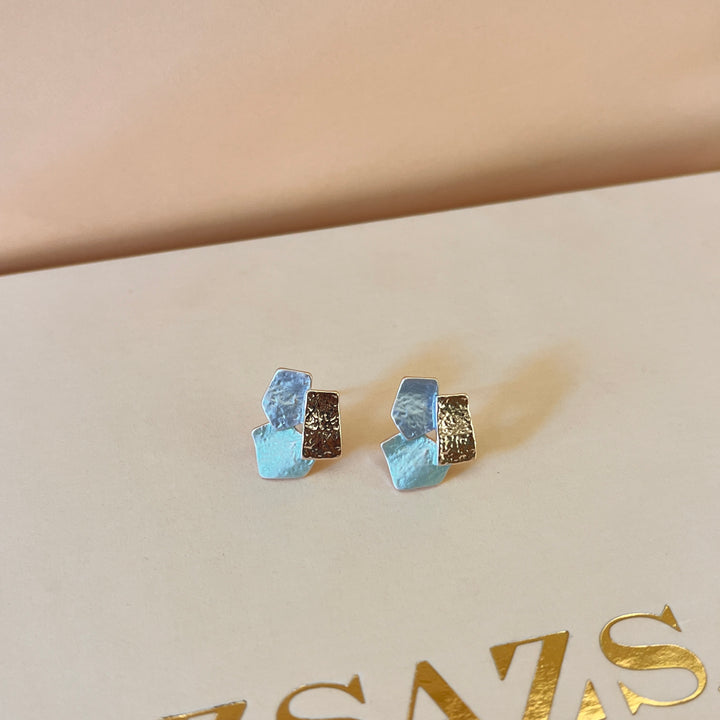 Enamel light blue and light turquoise studs earrings