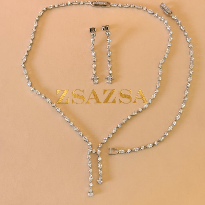 Marquise and teardrop zircone silver set