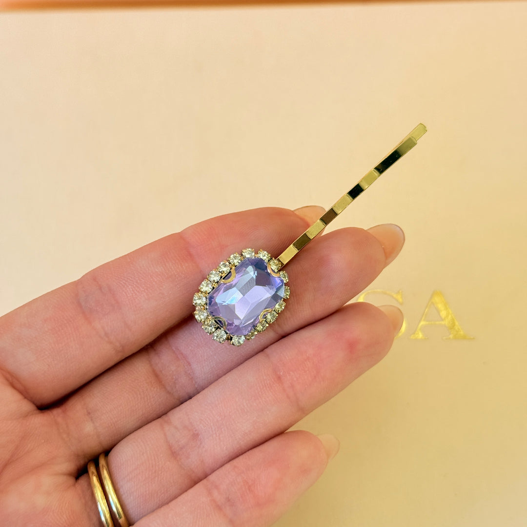 Preciosa crystals lilac gold hair clip