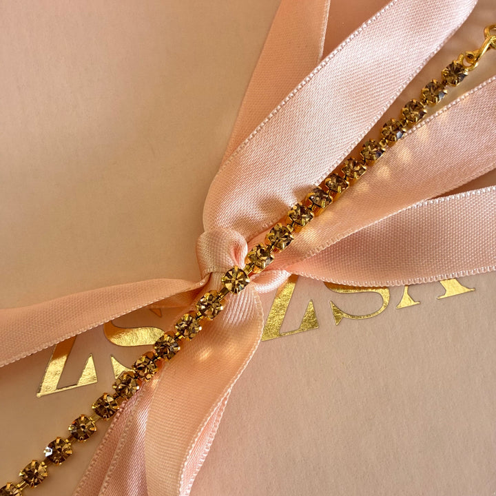 Dainty Bronze Swarovski crystals bracelet