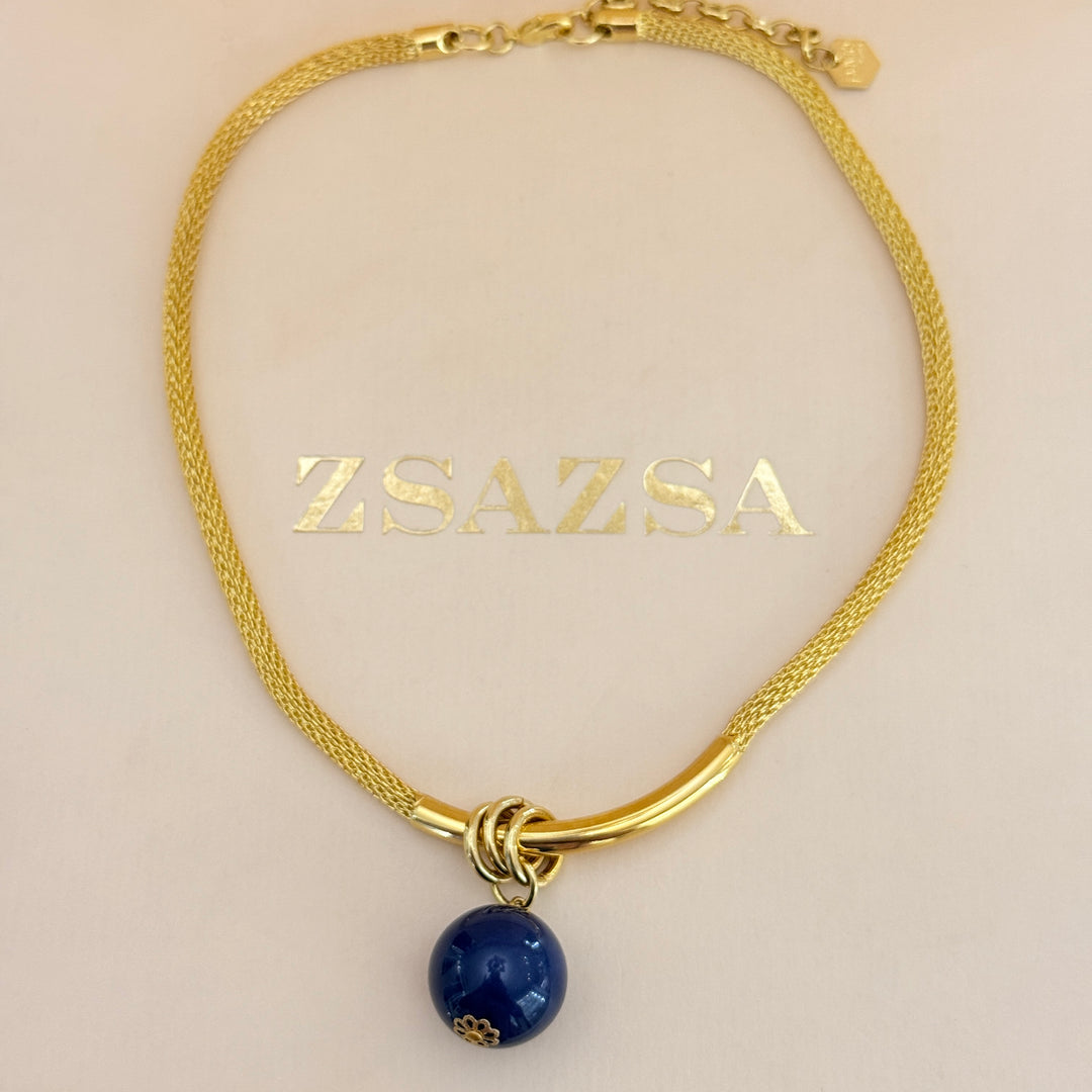 Navy blue ball casual gold plated set