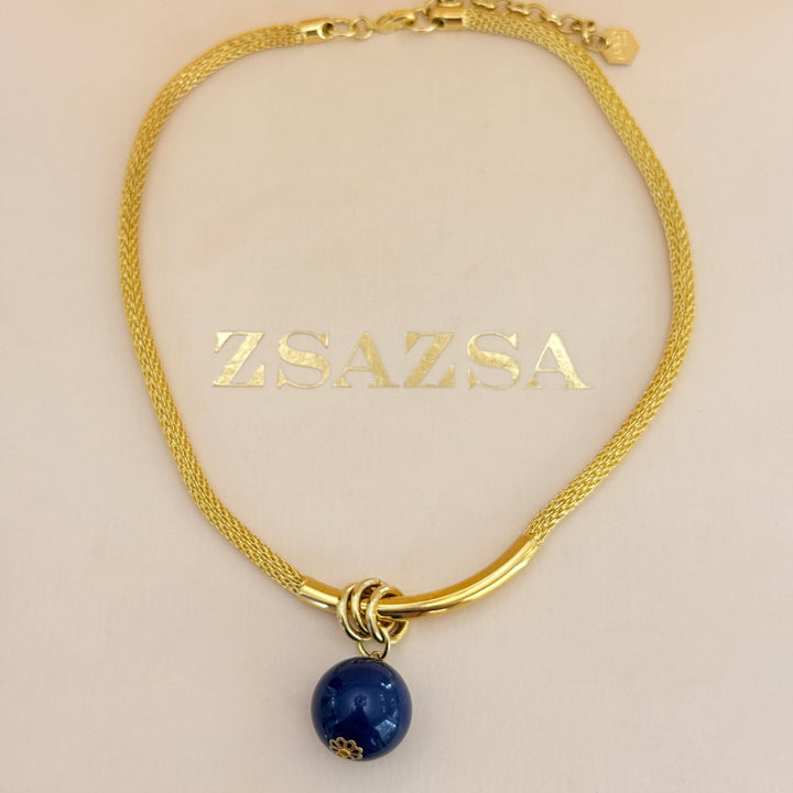 Navy blue ball casual gold plated set