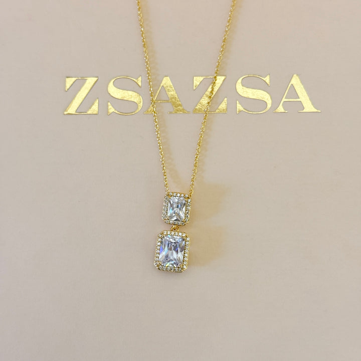 Rectangular zircone gold plated set