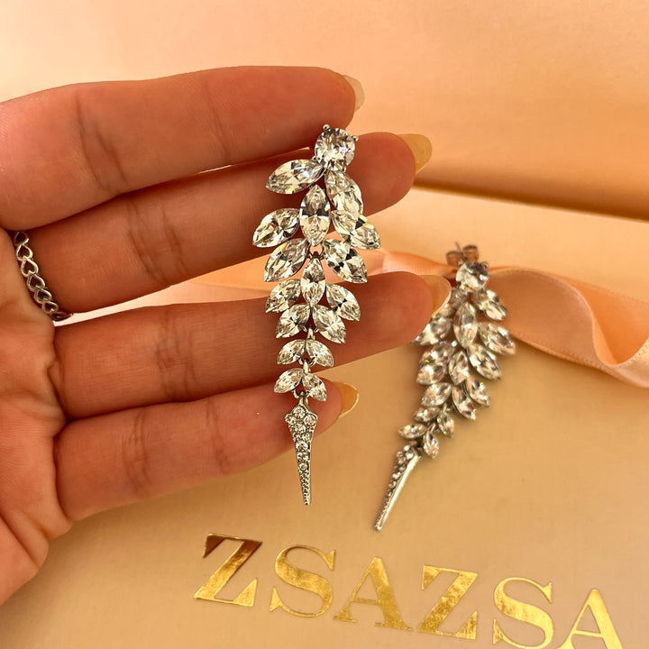 Swarovski crystals marquise white gold plated set