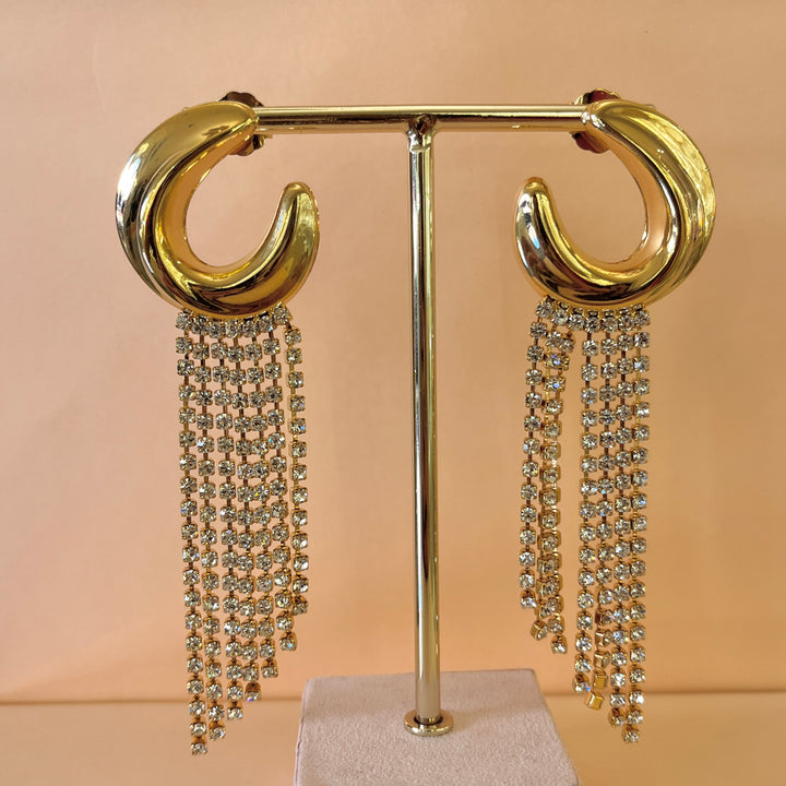 Swarovski crystals gold plated fringe earrings
