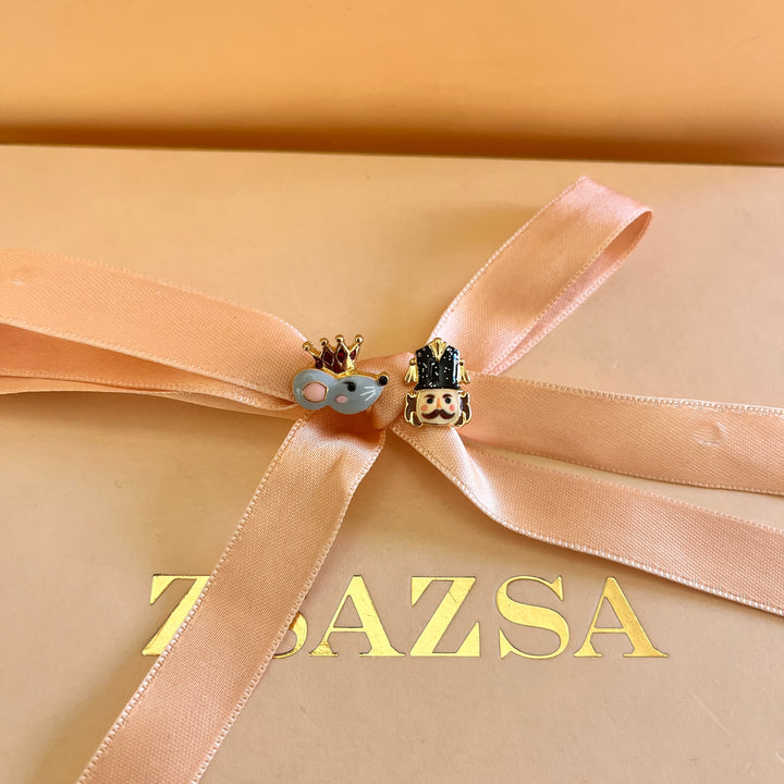 Mouse and nutcracker Christmas studs