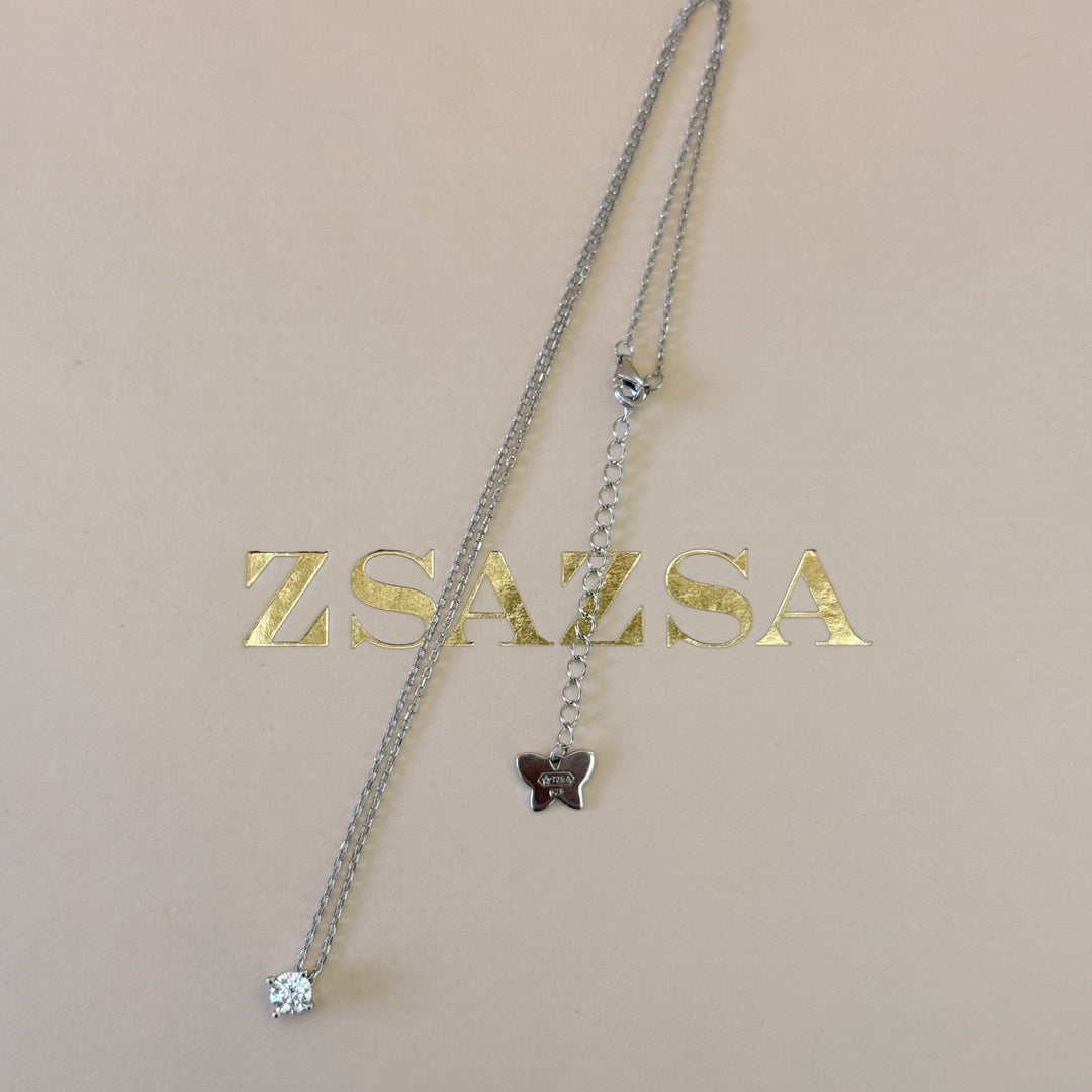 Small solitaire zircone sterling silver pendant
