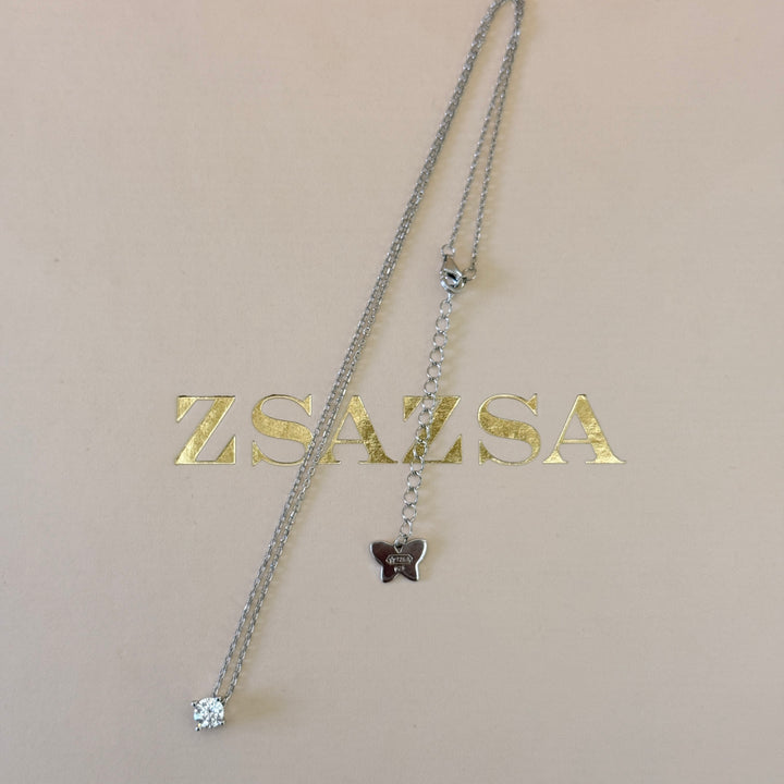 Small solitaire zircone sterling silver pendant