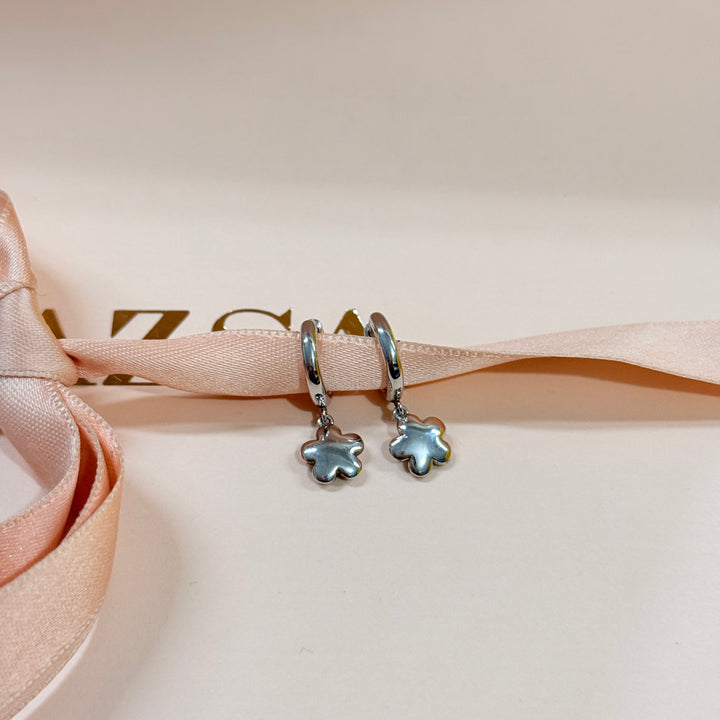 Dainty Flower sterling silver hoop
