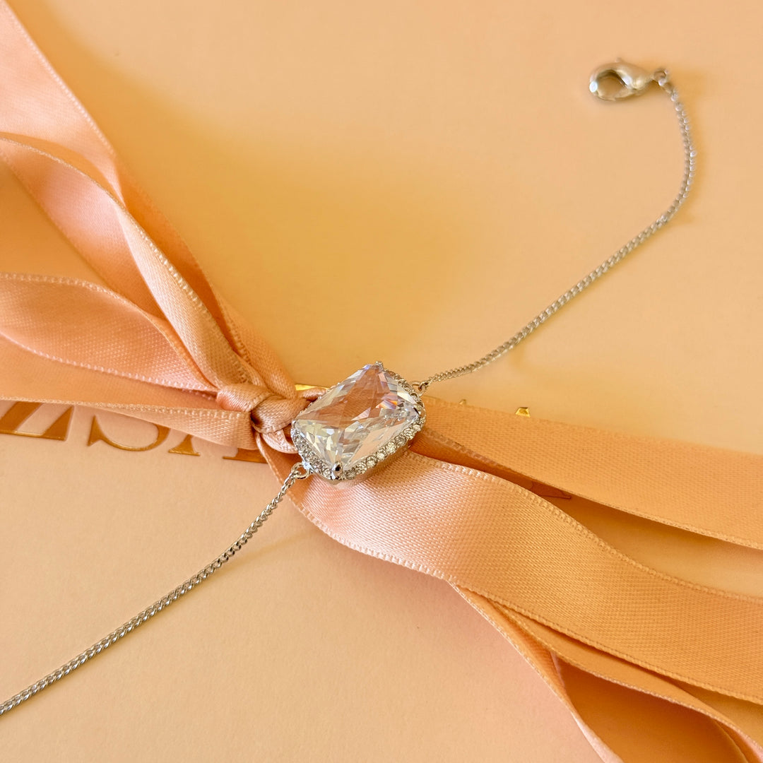 Rectangular zircone silver bracelet