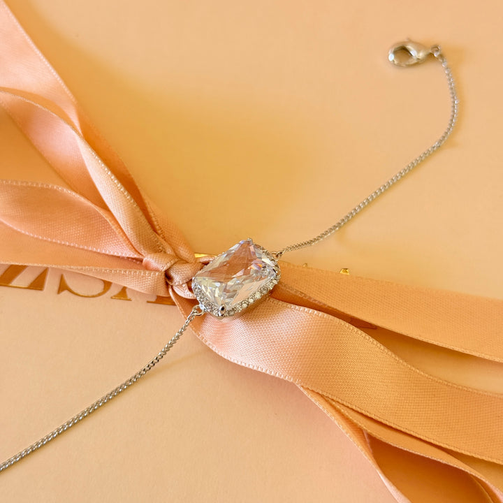 Rectangular zircone silver bracelet