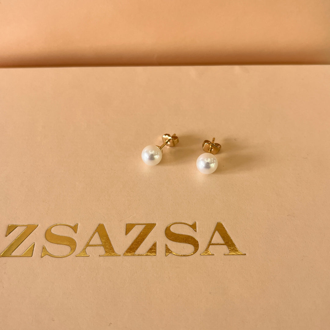 White Mallorca pearls gold plated set
