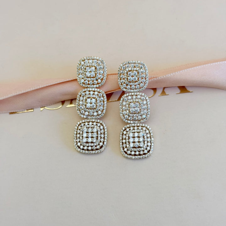 Squares zircone gold plated earrings