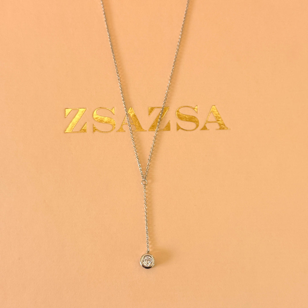 Solitaire zircone silver pendant