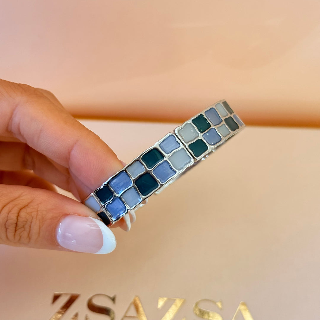 Blue, green & grey silver Enamel Set